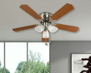 VENTILADOR DE TECHO INTERIOR Con LUZ CLASICO 42 pulg NIQUEL SATIN 60W DESIGNERS